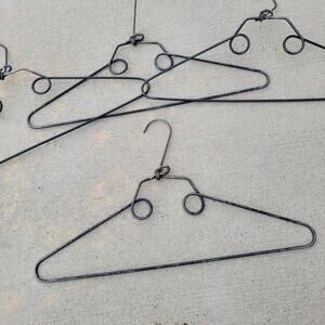 Antique WW2 Metal Wire Folding Hangers Set Of 4